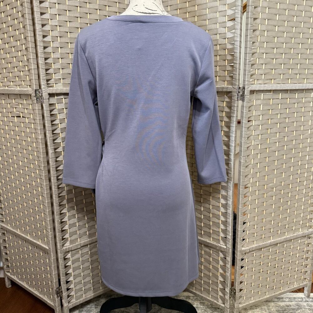 Cable & Gauge Side Tie Sheath Dress Size M Alpine Blue Modal Blend Knit NWT - Picture 3 of 10